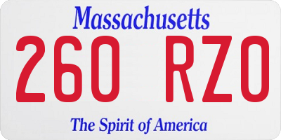 MA license plate 260RZ0