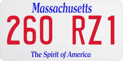 MA license plate 260RZ1