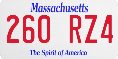 MA license plate 260RZ4