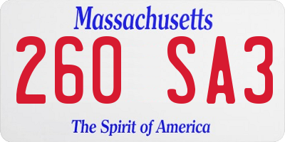 MA license plate 260SA3