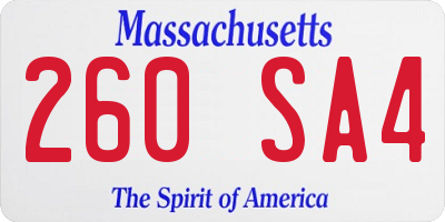 MA license plate 260SA4