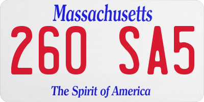 MA license plate 260SA5