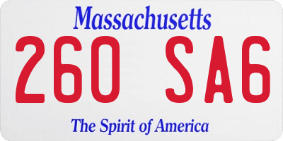 MA license plate 260SA6