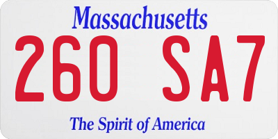 MA license plate 260SA7