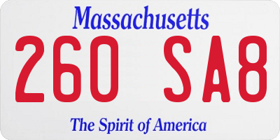 MA license plate 260SA8