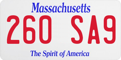 MA license plate 260SA9