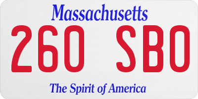 MA license plate 260SB0