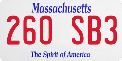 MA license plate 260SB3