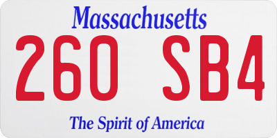 MA license plate 260SB4