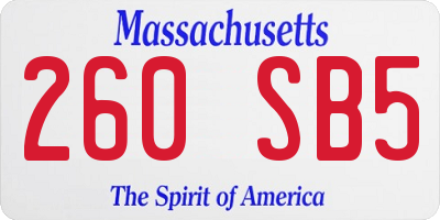 MA license plate 260SB5