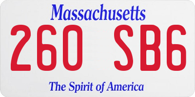 MA license plate 260SB6