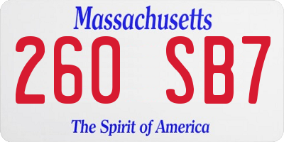 MA license plate 260SB7