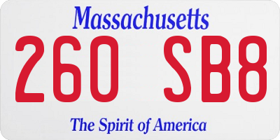 MA license plate 260SB8
