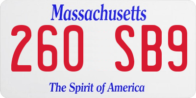 MA license plate 260SB9