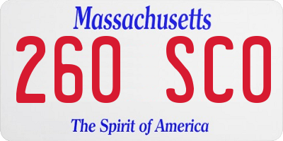 MA license plate 260SC0