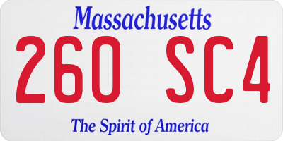 MA license plate 260SC4