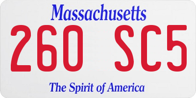 MA license plate 260SC5
