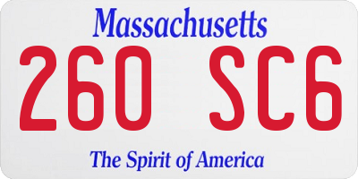MA license plate 260SC6