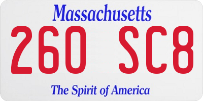 MA license plate 260SC8