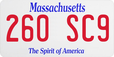 MA license plate 260SC9