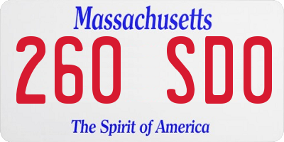 MA license plate 260SD0