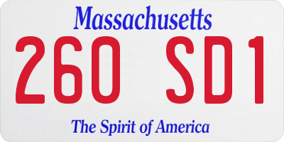 MA license plate 260SD1