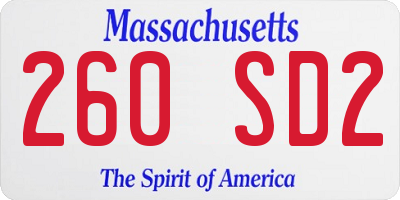 MA license plate 260SD2