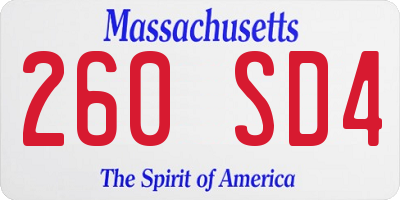 MA license plate 260SD4