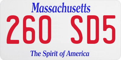 MA license plate 260SD5