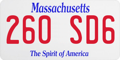 MA license plate 260SD6