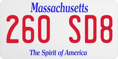 MA license plate 260SD8