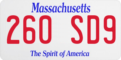 MA license plate 260SD9