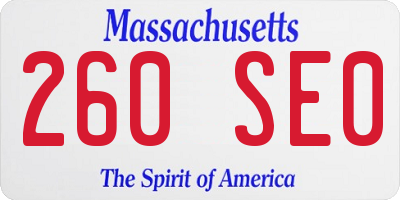 MA license plate 260SE0