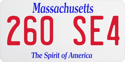 MA license plate 260SE4