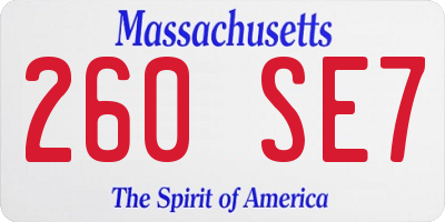 MA license plate 260SE7