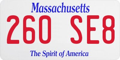 MA license plate 260SE8