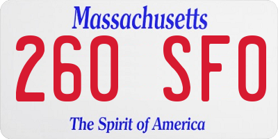 MA license plate 260SF0