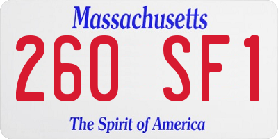 MA license plate 260SF1