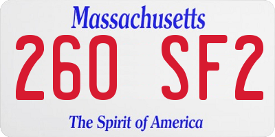 MA license plate 260SF2