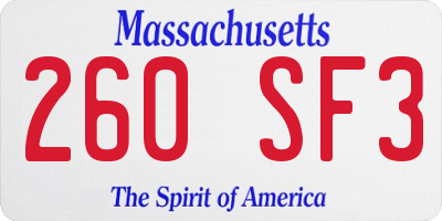 MA license plate 260SF3