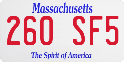 MA license plate 260SF5