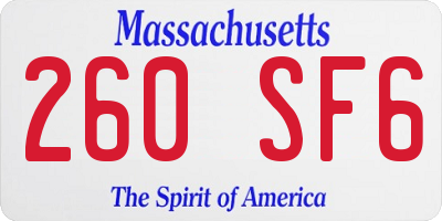 MA license plate 260SF6