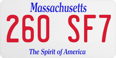 MA license plate 260SF7