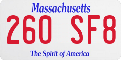 MA license plate 260SF8