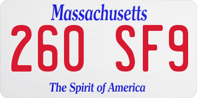 MA license plate 260SF9