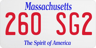 MA license plate 260SG2