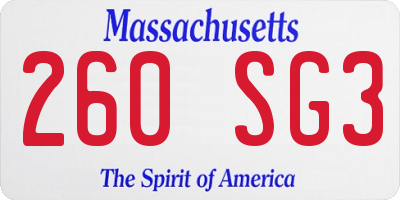 MA license plate 260SG3