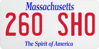 MA license plate 260SH0