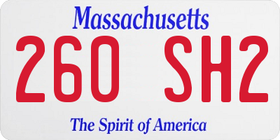 MA license plate 260SH2