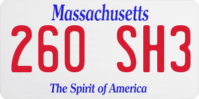 MA license plate 260SH3